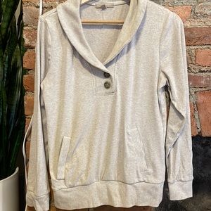 Banana Republic Heathered Grey Shawl Neck Pullover Knit Sweater, Size S